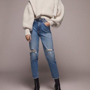Zara RIPPED MOM FIT JEANS
